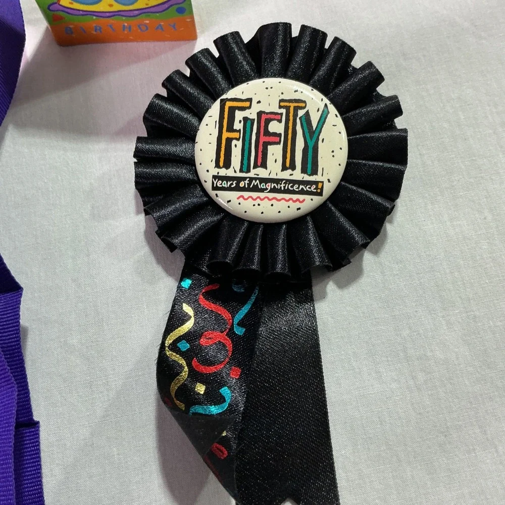 50th Birthday Over the Hill Medal Pin Mini Book Party Favor Set Used